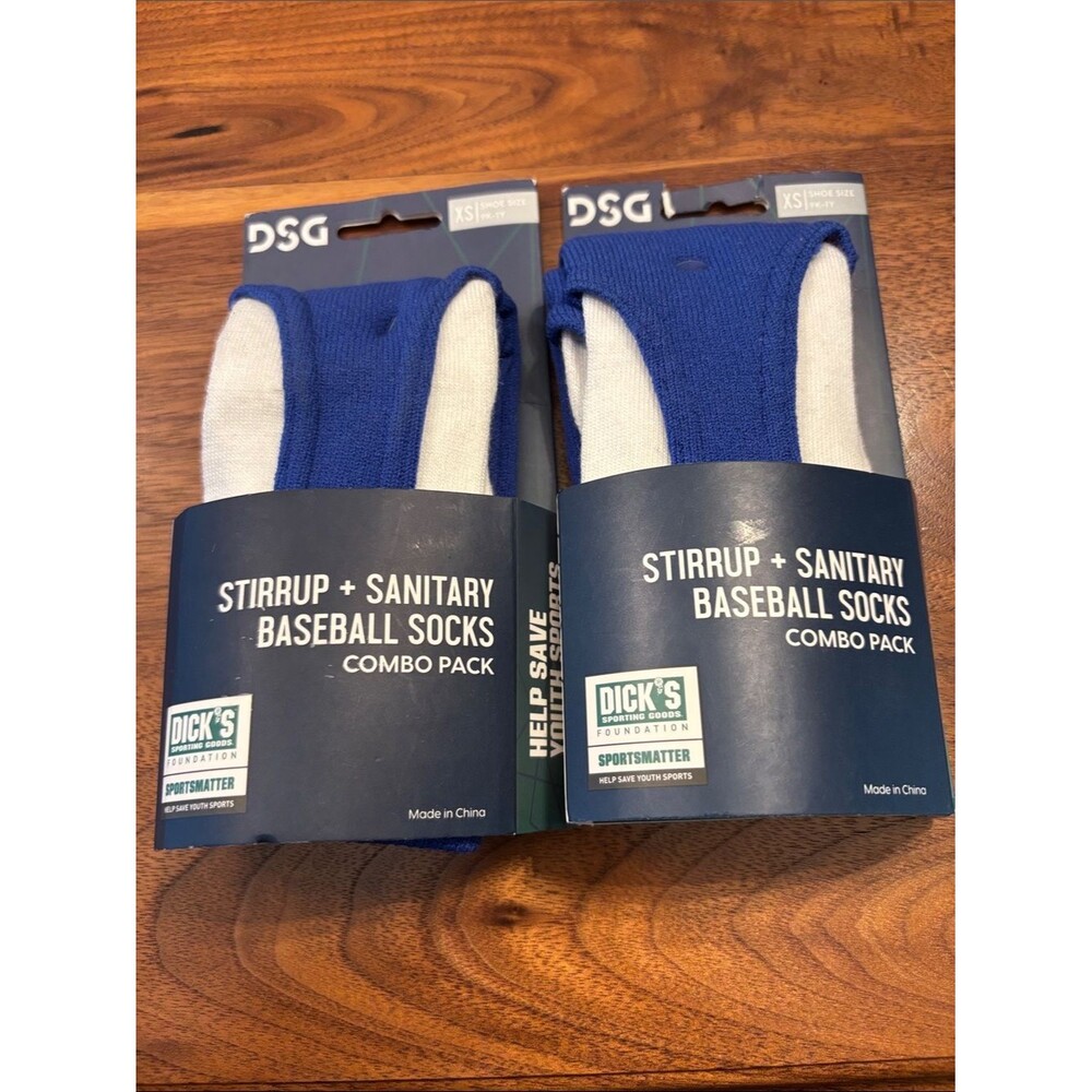 Dick’s Sporting Good Set of 2 Stirrup + Baseball Socks Combo Packs Size XS